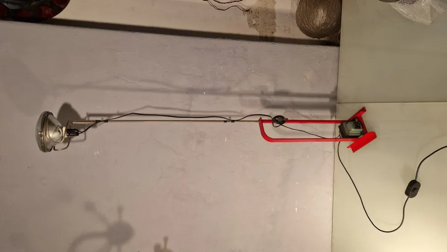 Best Pamono Red Toio Floor Lamp by Achille and Pier Giacomo Castiglioni for Flos, 1980s