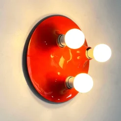 Clearance Pamono Red Triteti Wall Lamp by Vico Magistretti for Artemide, 1970s