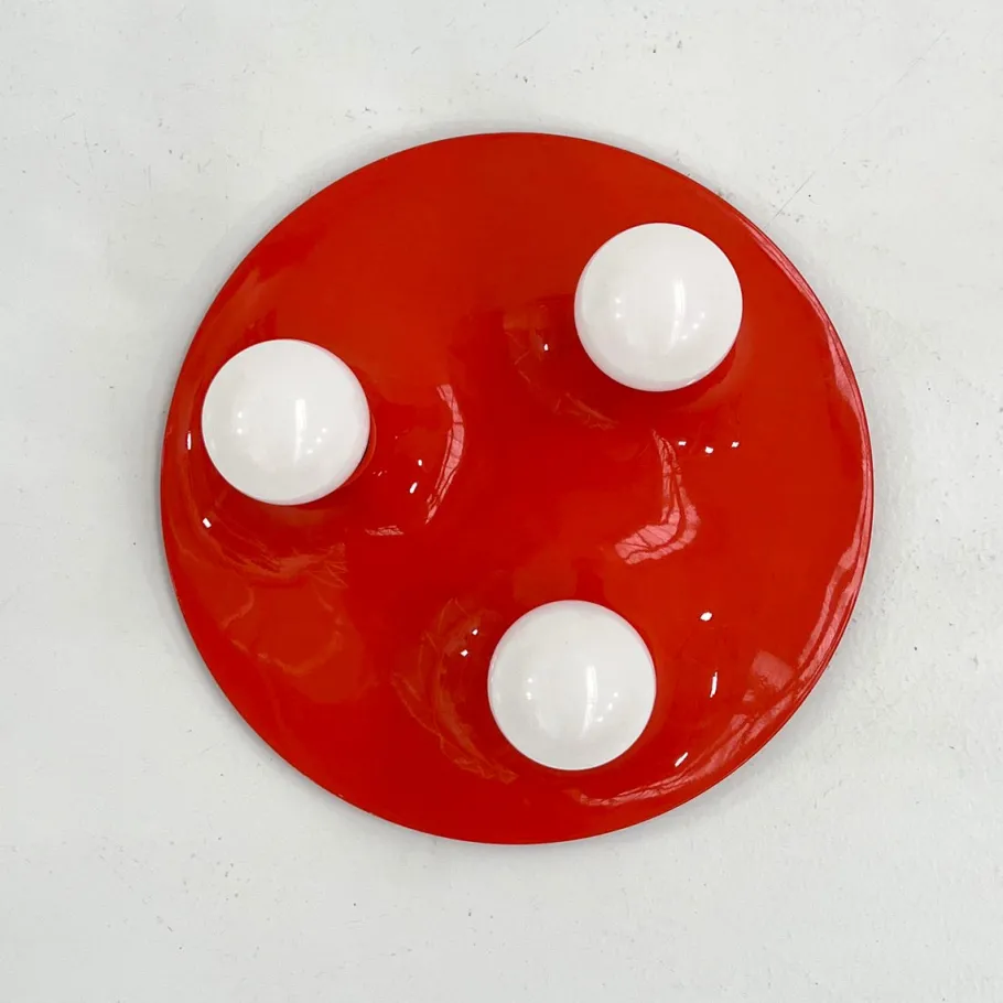 Clearance Pamono Red Triteti Wall Lamp by Vico Magistretti for Artemide, 1970s