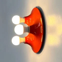 Clearance Pamono Red Triteti Wall Lamp by Vico Magistretti for Artemide, 1970s