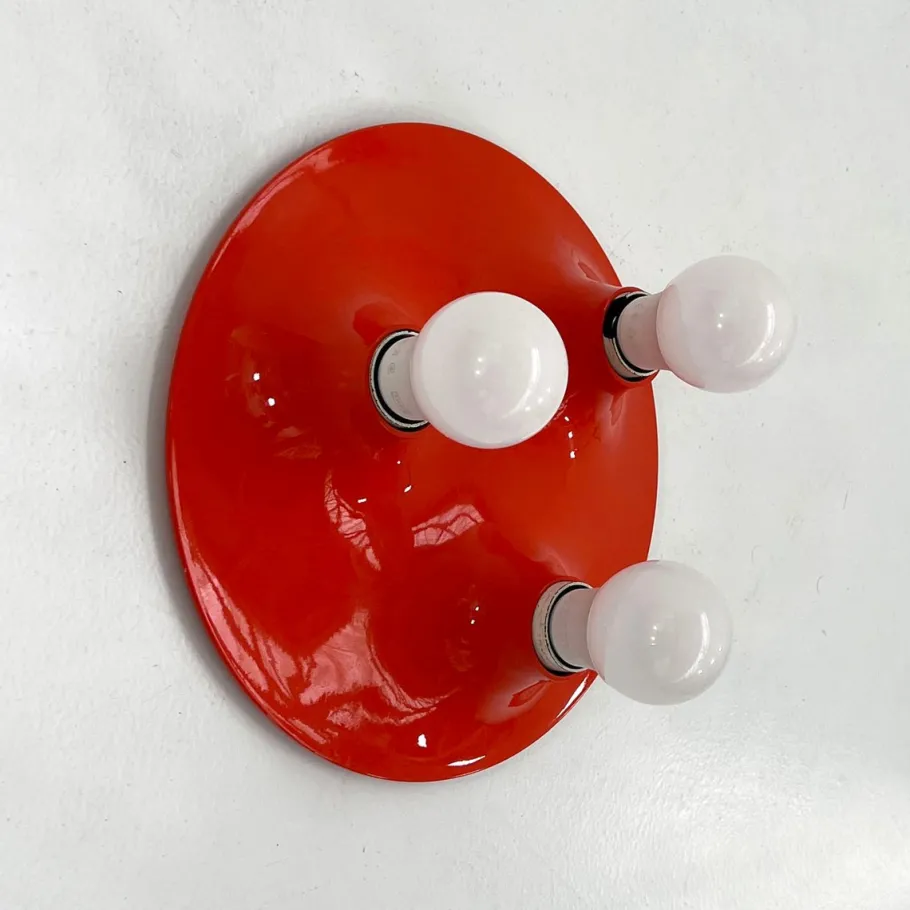 Clearance Pamono Red Triteti Wall Lamp by Vico Magistretti for Artemide, 1970s