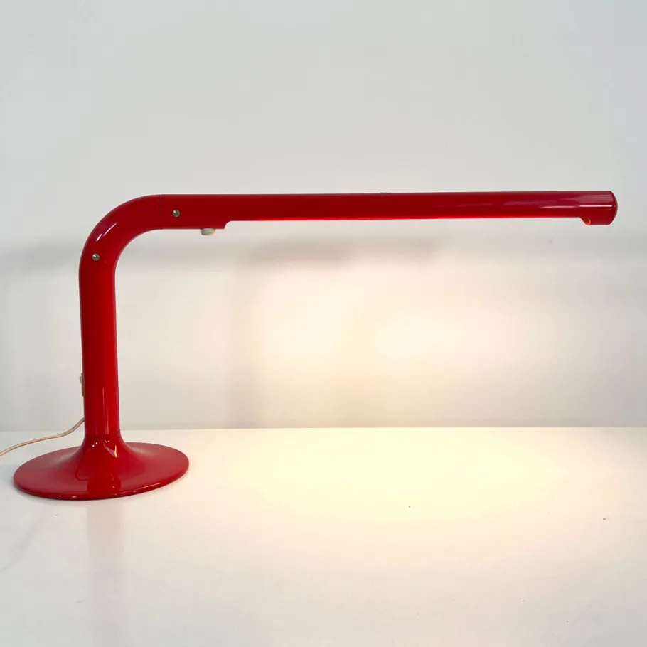 Pamono Red Tube Table Lamp by Anders Pehrson for Ateljé Lyktan, 1970s