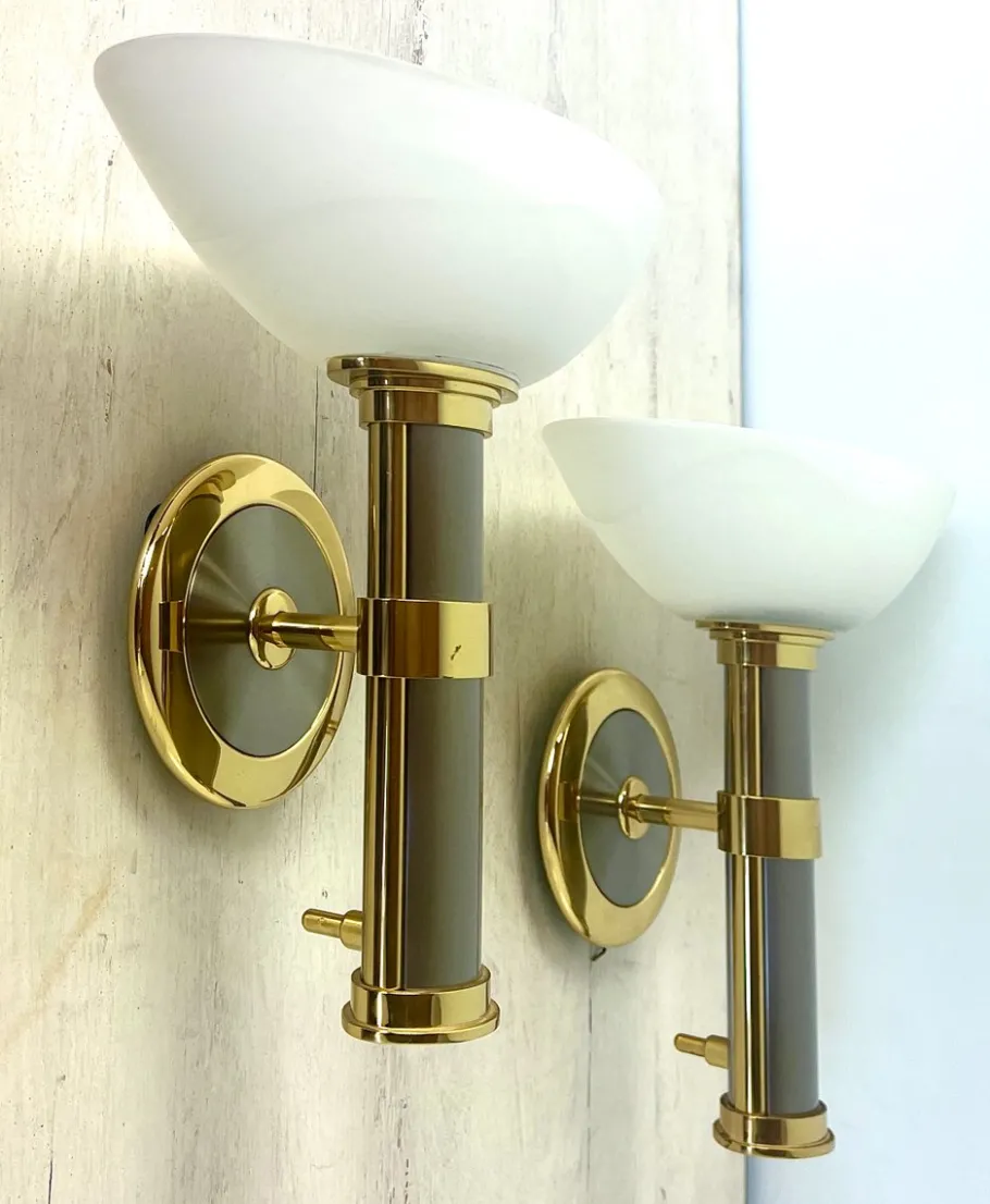 Best Pamono Regency Brass and Stainless Steel Wall Lights from B+M Leuchten, Germany, Set of 2