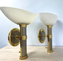 Best Pamono Regency Brass and Stainless Steel Wall Lights from B+M Leuchten, Germany, Set of 2