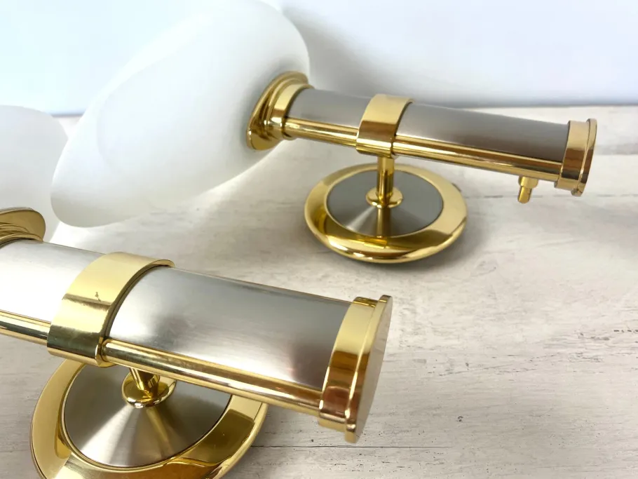 Best Pamono Regency Brass and Stainless Steel Wall Lights from B+M Leuchten, Germany, Set of 2