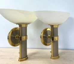 Best Pamono Regency Brass and Stainless Steel Wall Lights from B+M Leuchten, Germany, Set of 2