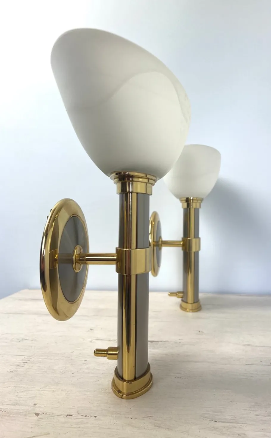 Best Pamono Regency Brass and Stainless Steel Wall Lights from B+M Leuchten, Germany, Set of 2