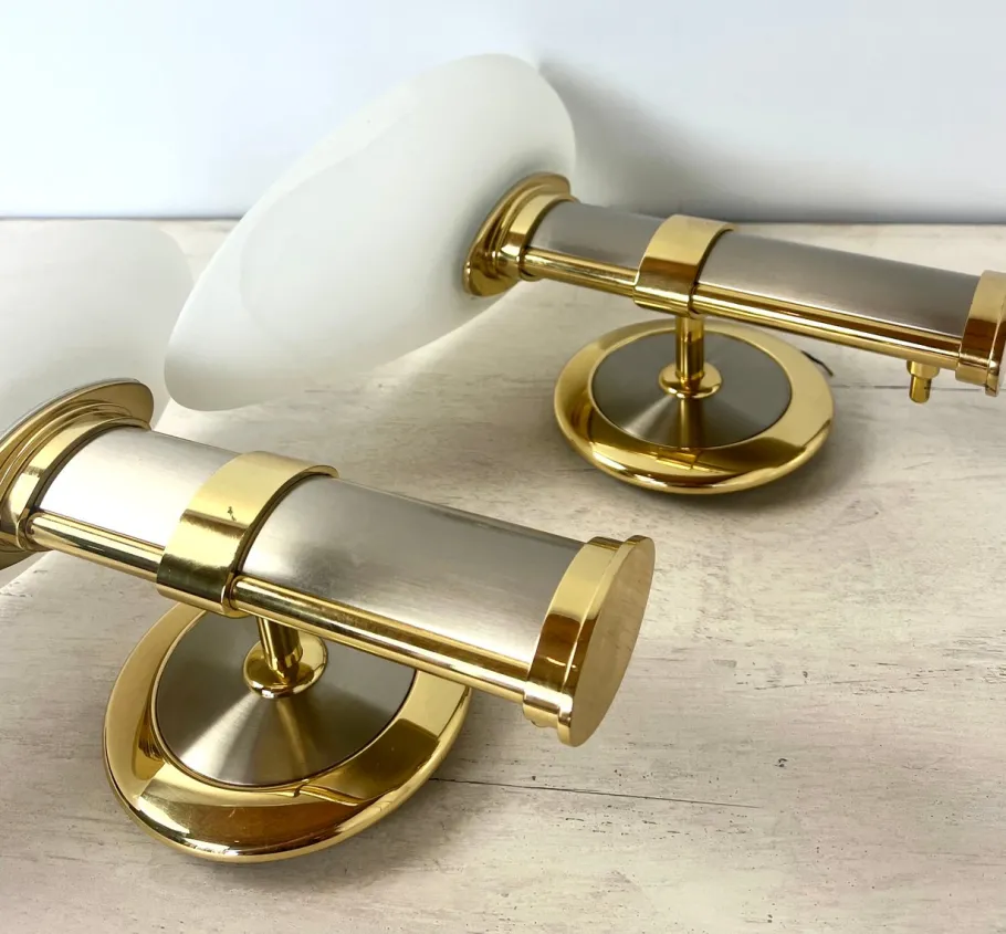 Best Pamono Regency Brass and Stainless Steel Wall Lights from B+M Leuchten, Germany, Set of 2