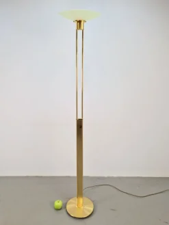 Outlet Pamono Regency Model 2517-1-P1 Torchiere Floor Lamp in Brass and Venetian Glass from Holtkotter, 1980s