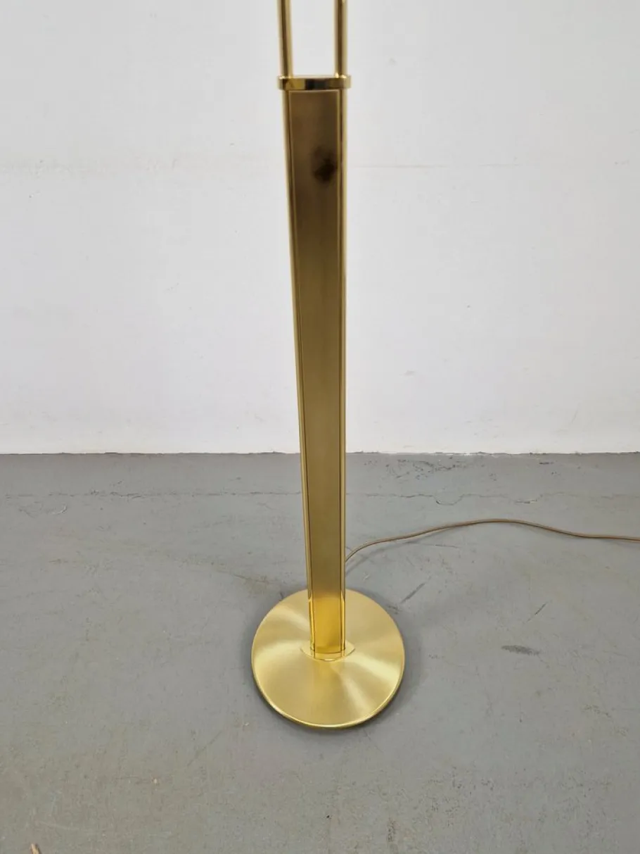 Outlet Pamono Regency Model 2517-1-P1 Torchiere Floor Lamp in Brass and Venetian Glass from Holtkotter, 1980s