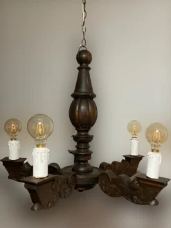 Hot Pamono Renaissance Wooden Chandelier, 1800s