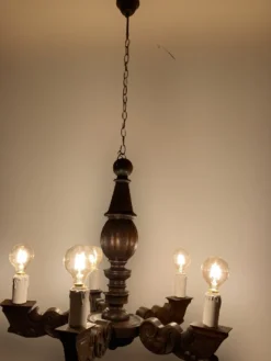 Hot Pamono Renaissance Wooden Chandelier, 1800s