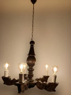 Hot Pamono Renaissance Wooden Chandelier, 1800s