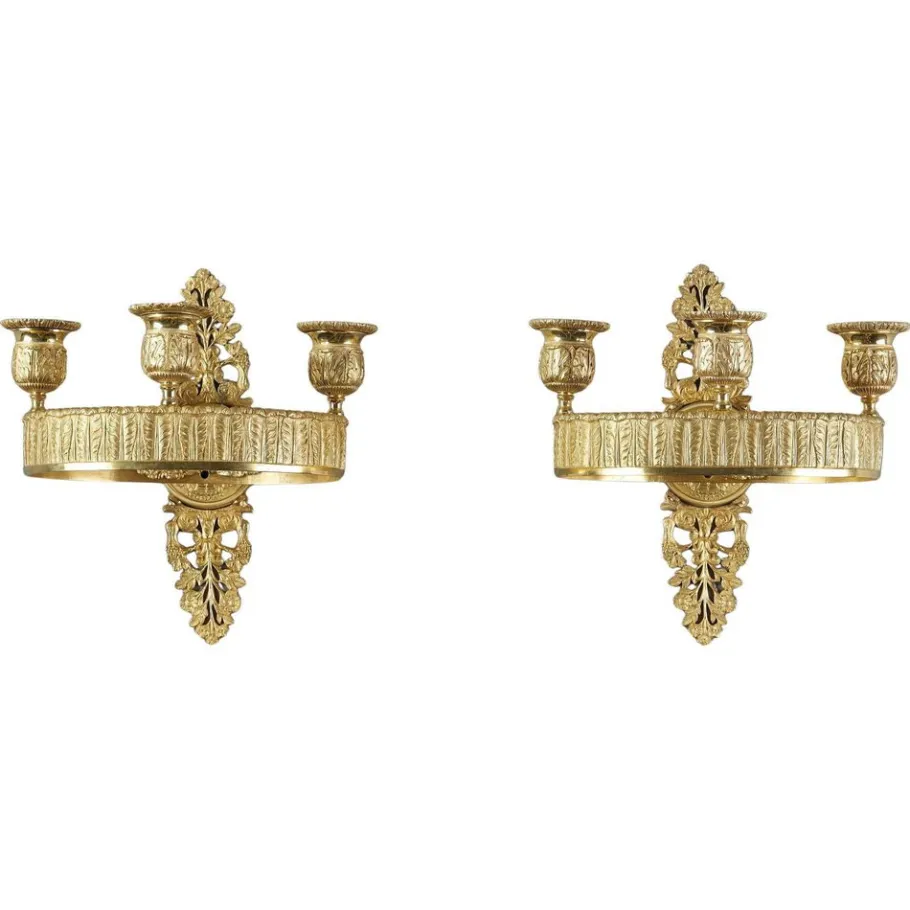 Clearance Pamono Restauration Period Ormolu Wall Sconces, 1840s, Set of 2