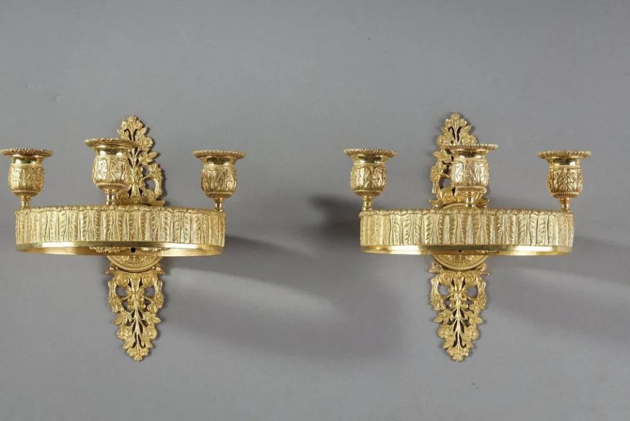 Clearance Pamono Restauration Period Ormolu Wall Sconces, 1840s, Set of 2