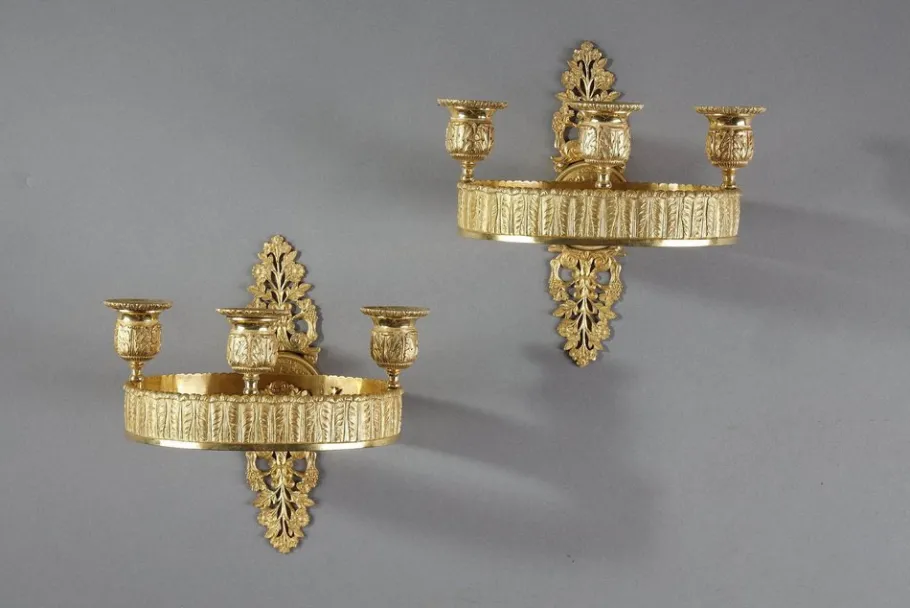 Clearance Pamono Restauration Period Ormolu Wall Sconces, 1840s, Set of 2