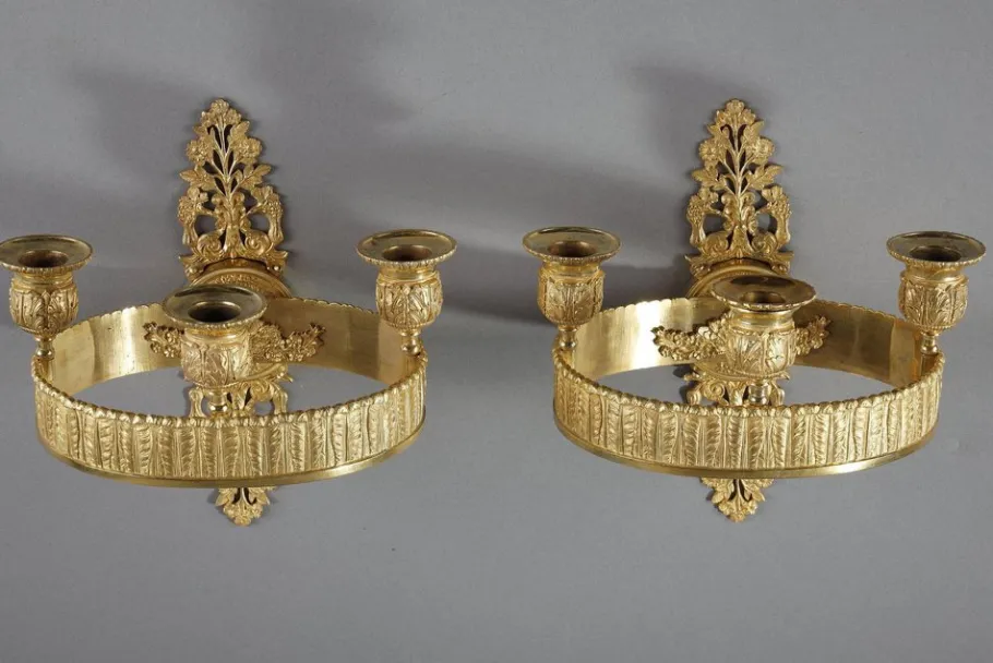 Clearance Pamono Restauration Period Ormolu Wall Sconces, 1840s, Set of 2