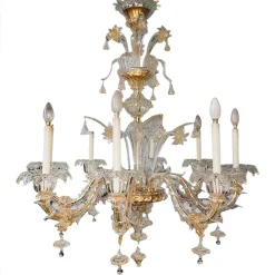 Clearance Pamono Rezzonico Chandelier with Eight Arms in Murano