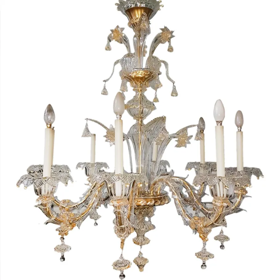 Clearance Pamono Rezzonico Chandelier with Eight Arms in Murano