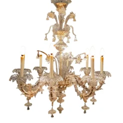 Clearance Pamono Rezzonico Chandelier with Eight Arms in Murano