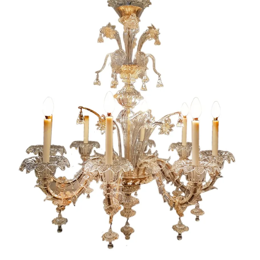 Clearance Pamono Rezzonico Chandelier with Eight Arms in Murano