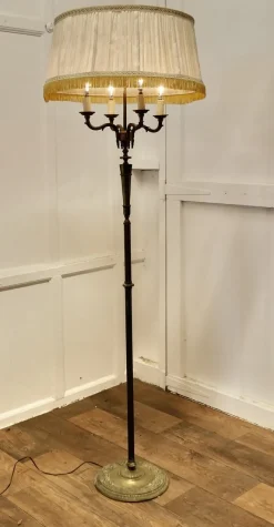 Clearance Pamono Rococo Gilt Brass 4 Branch Floor Lamp, 1890s
