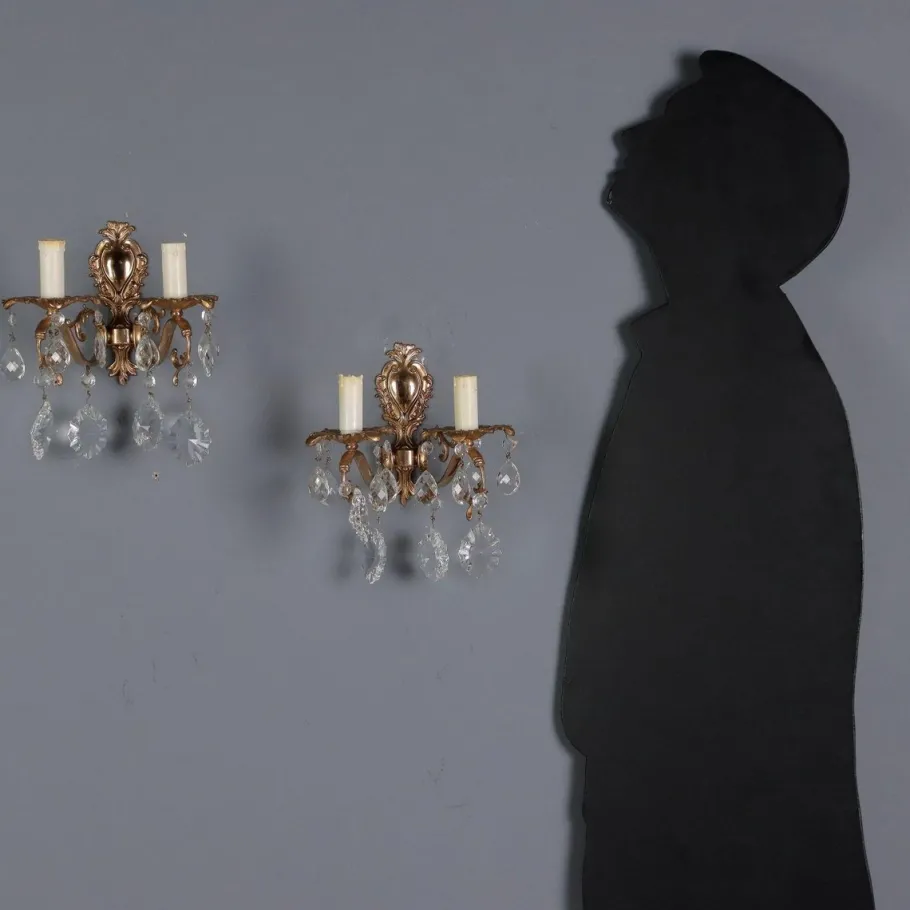 New Pamono Rococo Style Wall Lamps in Bronze, Italy, 20th Century, Set of 2