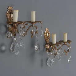 New Pamono Rococo Style Wall Lamps in Bronze, Italy, 20th Century, Set of 2