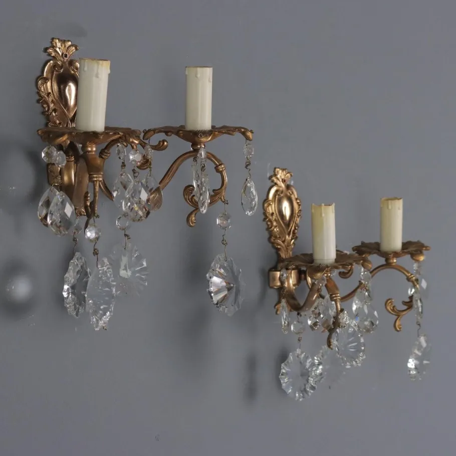 New Pamono Rococo Style Wall Lamps in Bronze, Italy, 20th Century, Set of 2