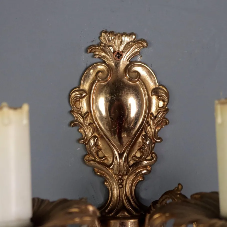 New Pamono Rococo Style Wall Lamps in Bronze, Italy, 20th Century, Set of 2