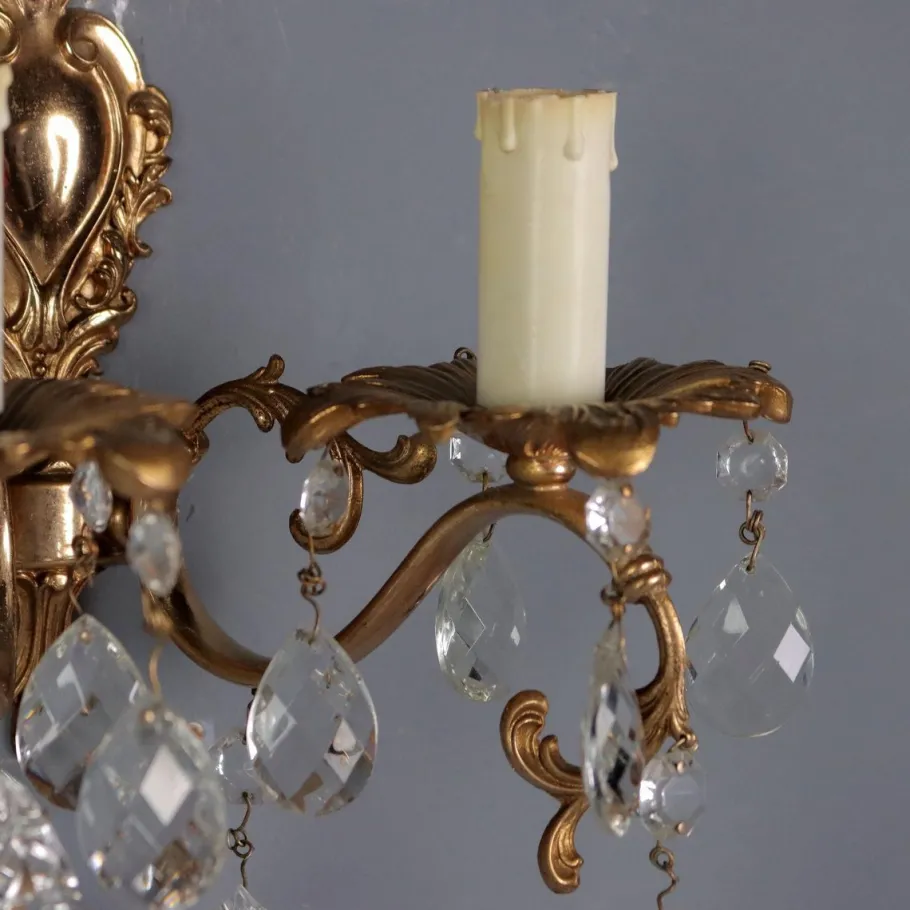 New Pamono Rococo Style Wall Lamps in Bronze, Italy, 20th Century, Set of 2