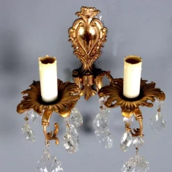 New Pamono Rococo Style Wall Lamps in Bronze, Italy, 20th Century, Set of 2