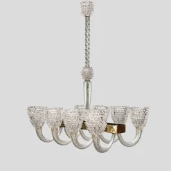 Discount Pamono Rostrato Murano Glass Chandelier by Barovier and Toso, 1940s