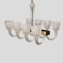 Discount Pamono Rostrato Murano Glass Chandelier by Barovier and Toso, 1940s