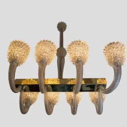Discount Pamono Rostrato Murano Glass Chandelier by Barovier and Toso, 1940s