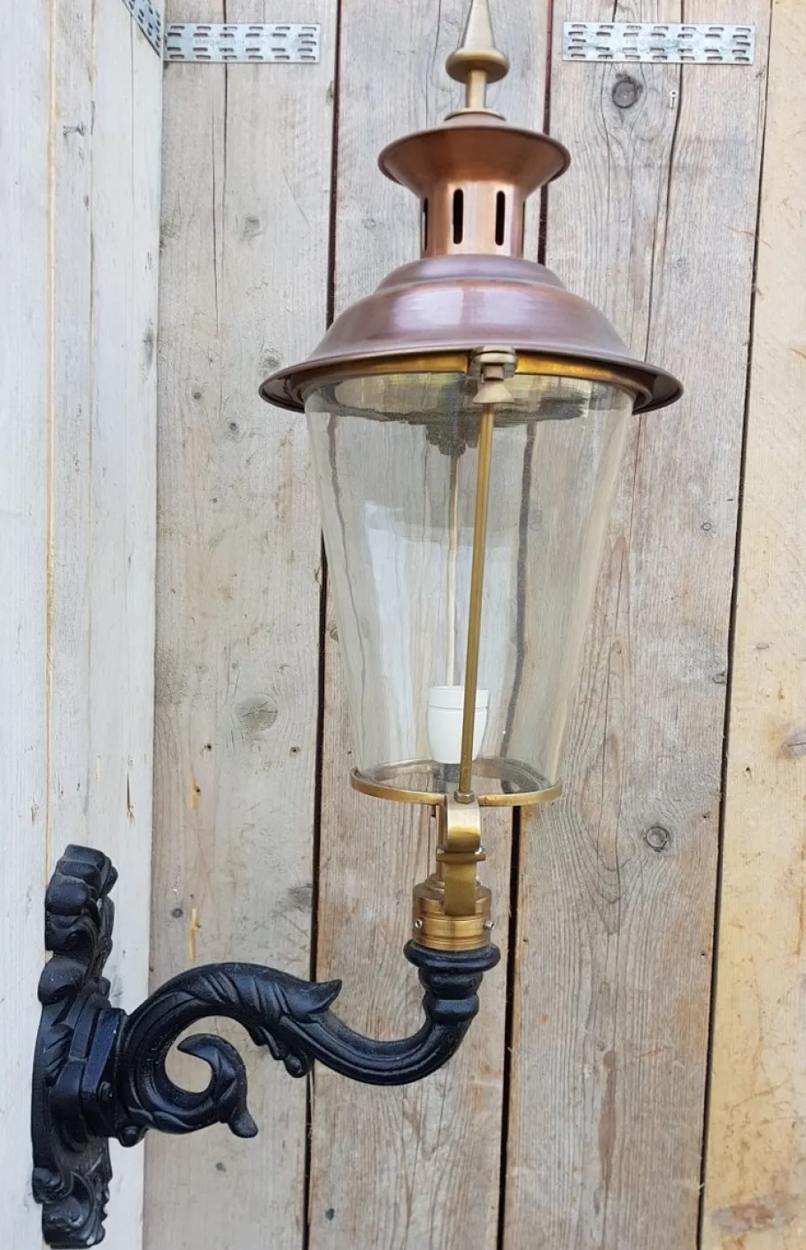 New Pamono Round Cast Iron and Copper Wall Lantern