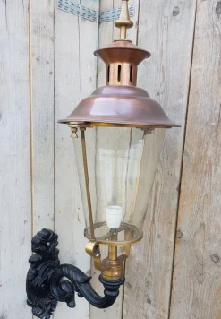 New Pamono Round Cast Iron and Copper Wall Lantern