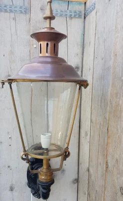New Pamono Round Cast Iron and Copper Wall Lantern