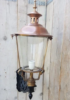 Best Pamono Round Cast Iron and Copper Wall Lantern