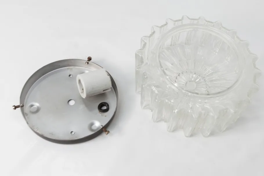 Clearance Pamono Round Glass Ceiling Light, 1960s
