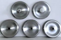 New Pamono Round Silver Aluminium Disc Wall Light or Flush Mount, 1970s