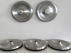 New Pamono Round Silver Aluminium Disc Wall Light or Flush Mount, 1970s