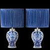 Best Pamono Royal Delft Blue Louis XV Table Lamps, New Pleated Lampshades, Set of 2