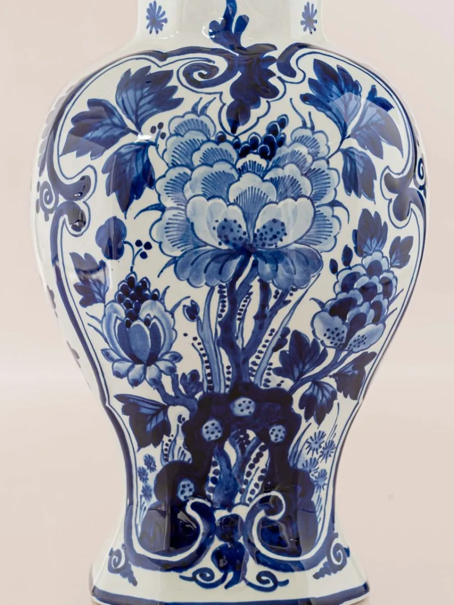 Best Pamono Royal Delft Blue Louis XV Table Lamps, New Pleated Lampshades, Set of 2