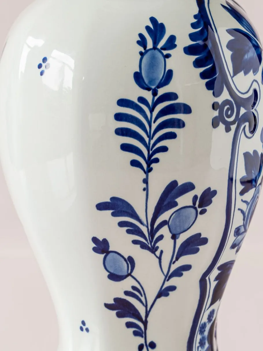 Best Pamono Royal Delft Blue Louis XV Table Lamps, New Pleated Lampshades, Set of 2