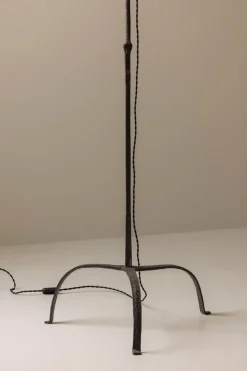 Best Pamono Rustic Wrought Iron Floor Lamp with Tripod Base, France, 1930s