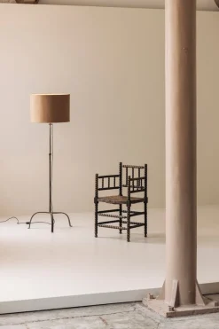 Best Pamono Rustic Wrought Iron Floor Lamp with Tripod Base, France, 1930s