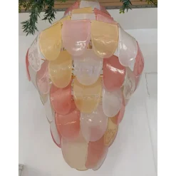Hot Pamono Sanded Pink and Amber Petals Murano Glass Chandelier by Simoeng