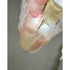 Hot Pamono Sanded Pink and Amber Petals Murano Glass Chandelier by Simoeng