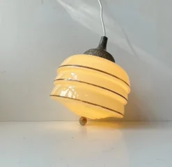 Clearance Pamono Scandinavian Art Deco Opaline Glass Beehive Pendant Lamp, 1930s